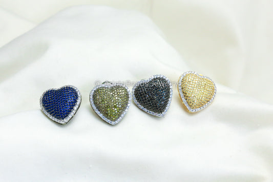 Pave Setting CZ Heart Earrings