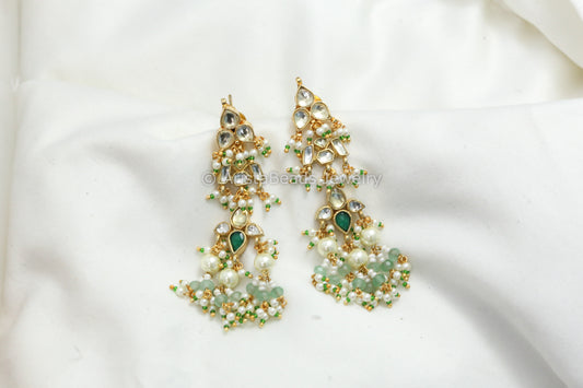 Dainty Pachi Kundan Earrings - Aventurine Drops