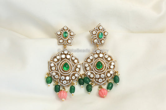 Real Moissanite Green Pota Earrings - Coral Drop