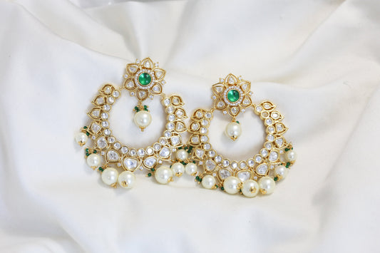 Premium Quality Kundan Polki Chandbaali