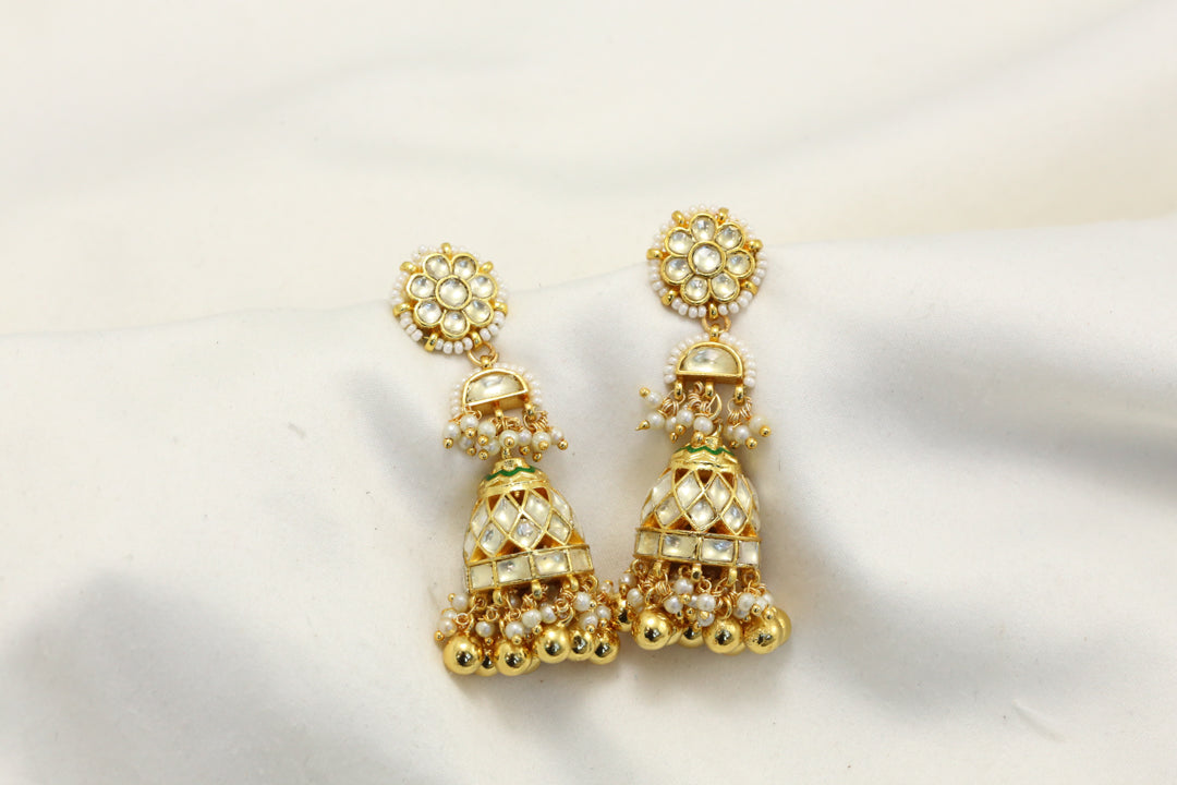 Long Clear Pachi Kundan Jhumka