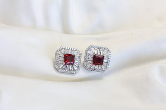 CZ Studs -Red