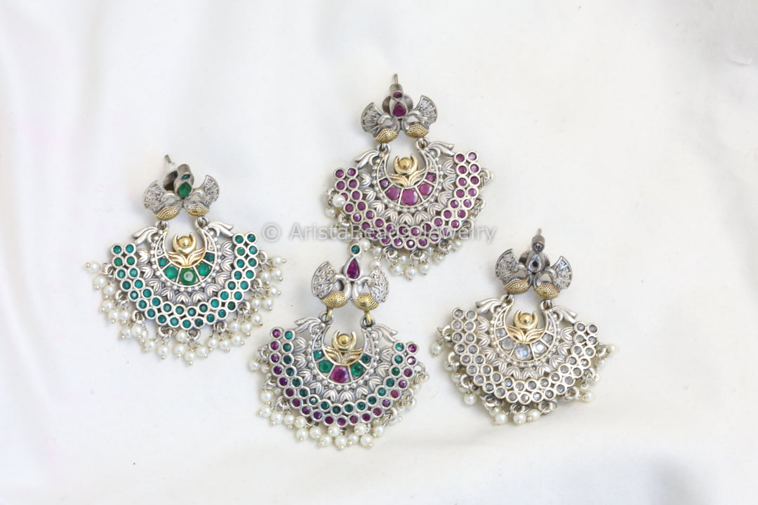 CZ Dual Tone Chandbaali Earrings
