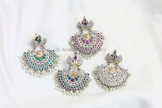 CZ Dual Tone Chandbaali Earrings