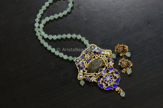 Jadau Fusion Blue Mint Pendant Set