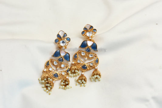 Blue Kundan & MOP Kundan Jhumka