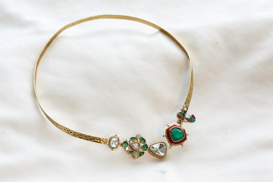 Adjustable Fusion Kundan, Doublet Hasli - Green (103-78)