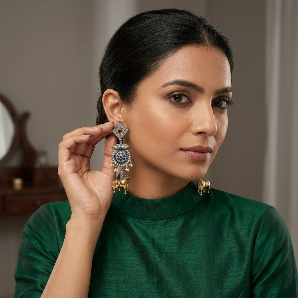 Nandi Dual Tone Earrings
