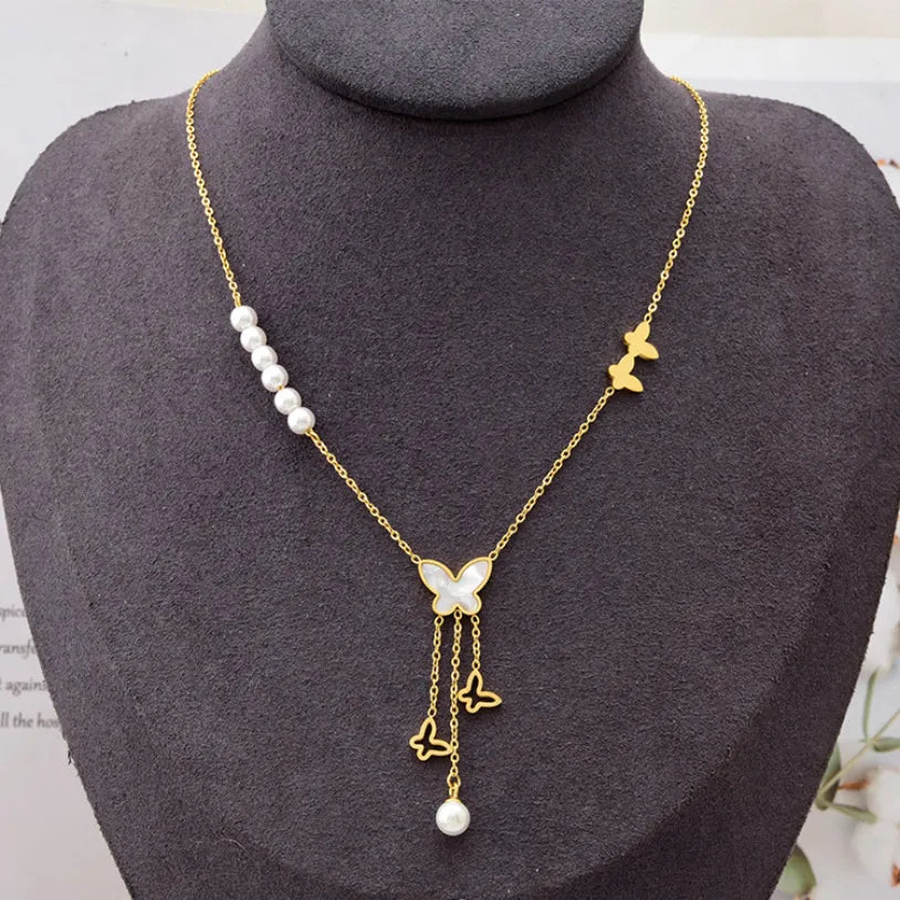 MOP Dainty Chain Butterfly Necklace
