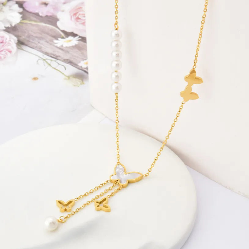 MOP Dainty Chain Butterfly Necklace