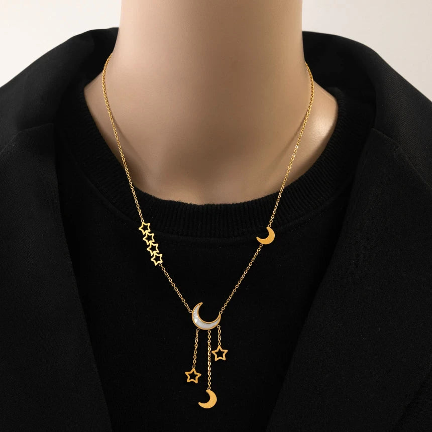 MOP Dainty Chain Moon Necklace