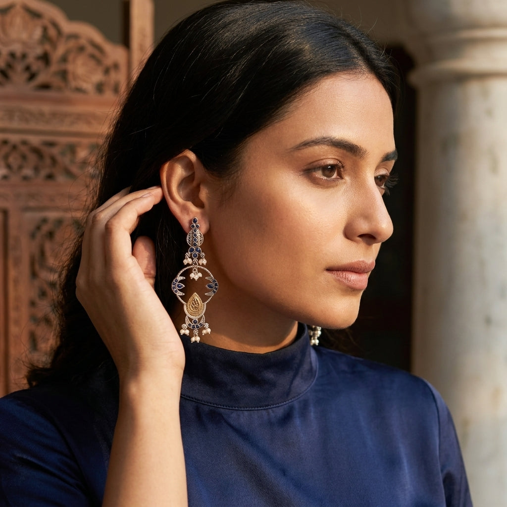 Chanda Dainty Chandbaali - Blue