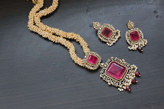 Tuheena Premium Doublet Necklace Set (103-74)