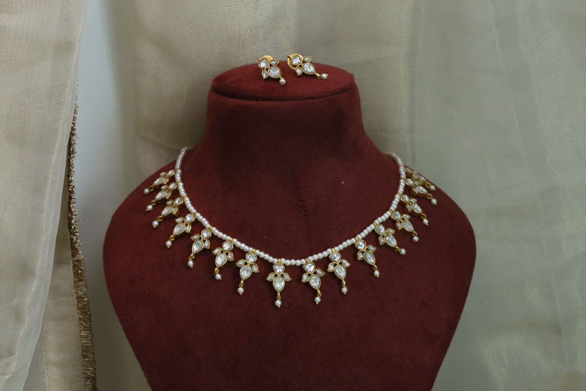 Devi Clear Kundan Necklace Set