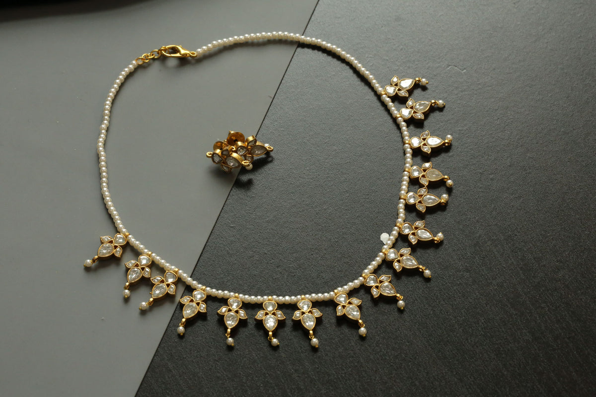 Devi Clear Kundan Necklace Set