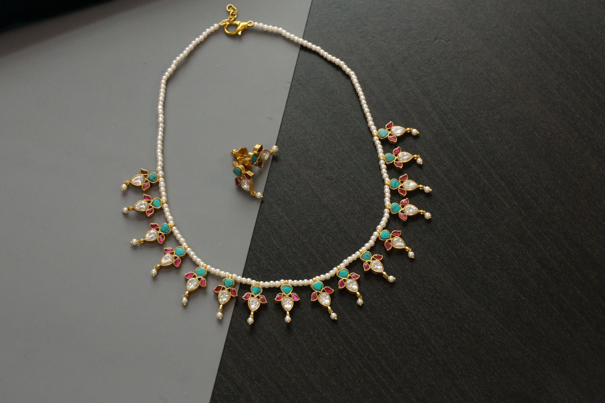 Devi Turquoise Kundan Necklace Set