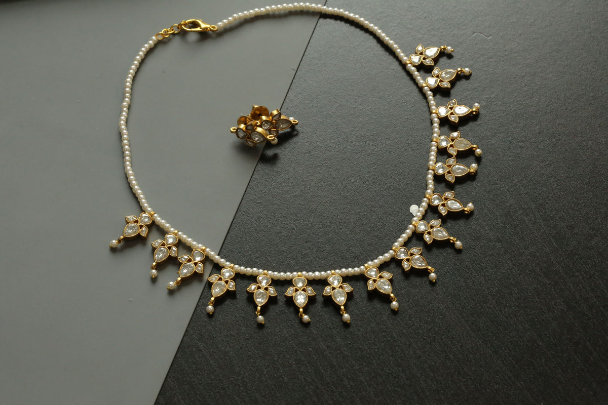 Devi Clear Kundan Necklace Set