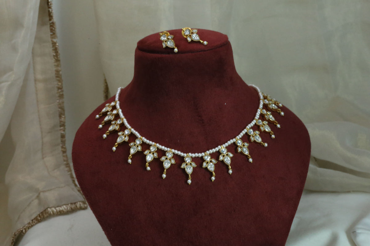 Devi Clear Kundan Necklace Set