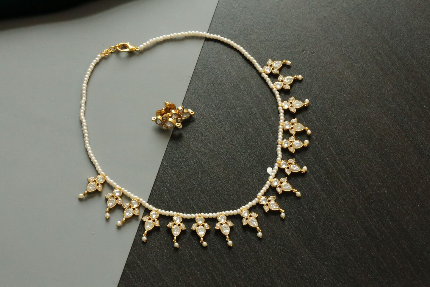 Devi Clear Kundan Necklace Set