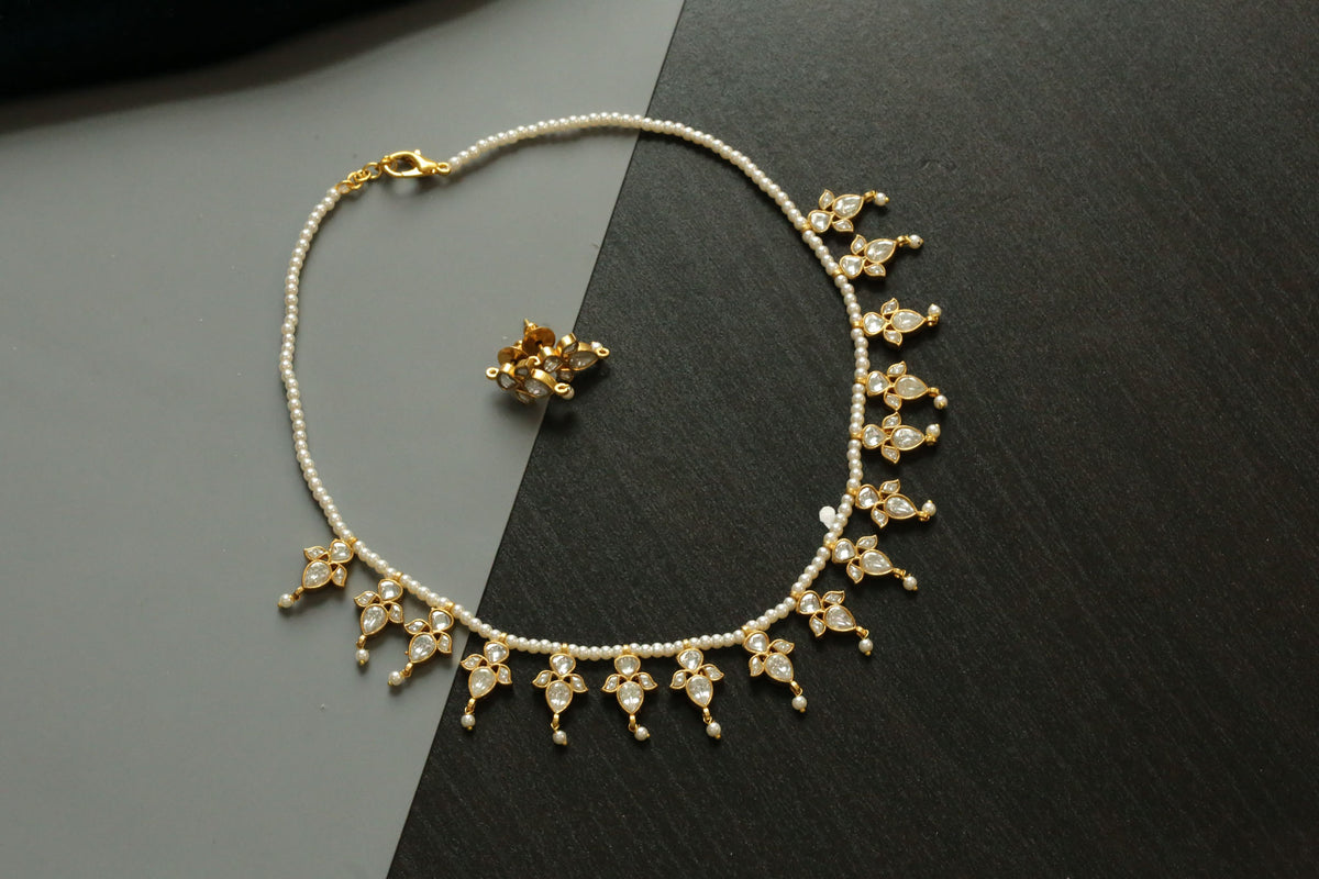 Devi Clear Kundan Necklace Set