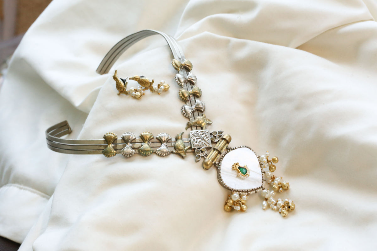 Fusion Kundan MOP Hasli Necklace Set
