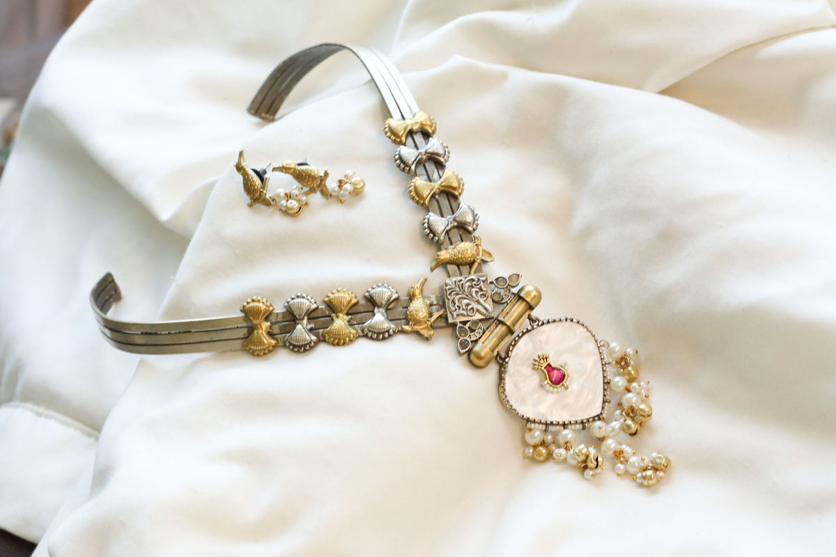 Fusion Kundan MOP Hasli Necklace Set