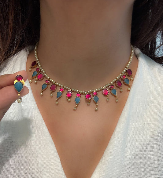 Alia Vintage Look Kundan Necklace Set