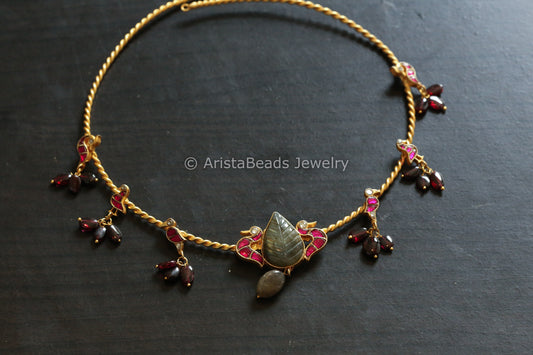 Twisted Wire Dainty Fusion Hasli- Labradorite