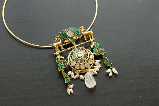Kundan Fusion Necklace - Style 5(Removable Hasli)