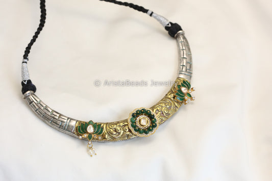 Dual Tone Silver Replica Hasli Necklace - Style 6
