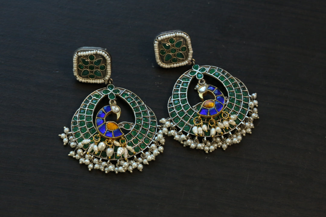 Mayuri Kundan Fusion Earrings - Green