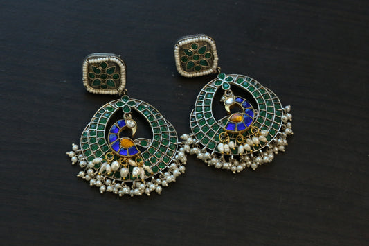 Mayuri Kundan Fusion Earrings - Green