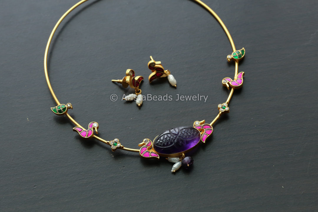 Multicolor Dainty Fusion Hasli Set - Amethyst