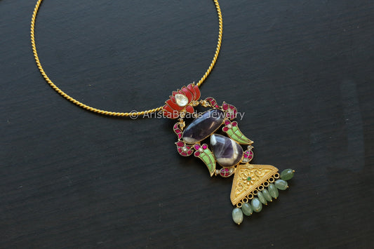Designer Jadau Pendant (Removable Hasli)