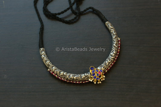 Jadau Kundan Designer Hasli - Blue