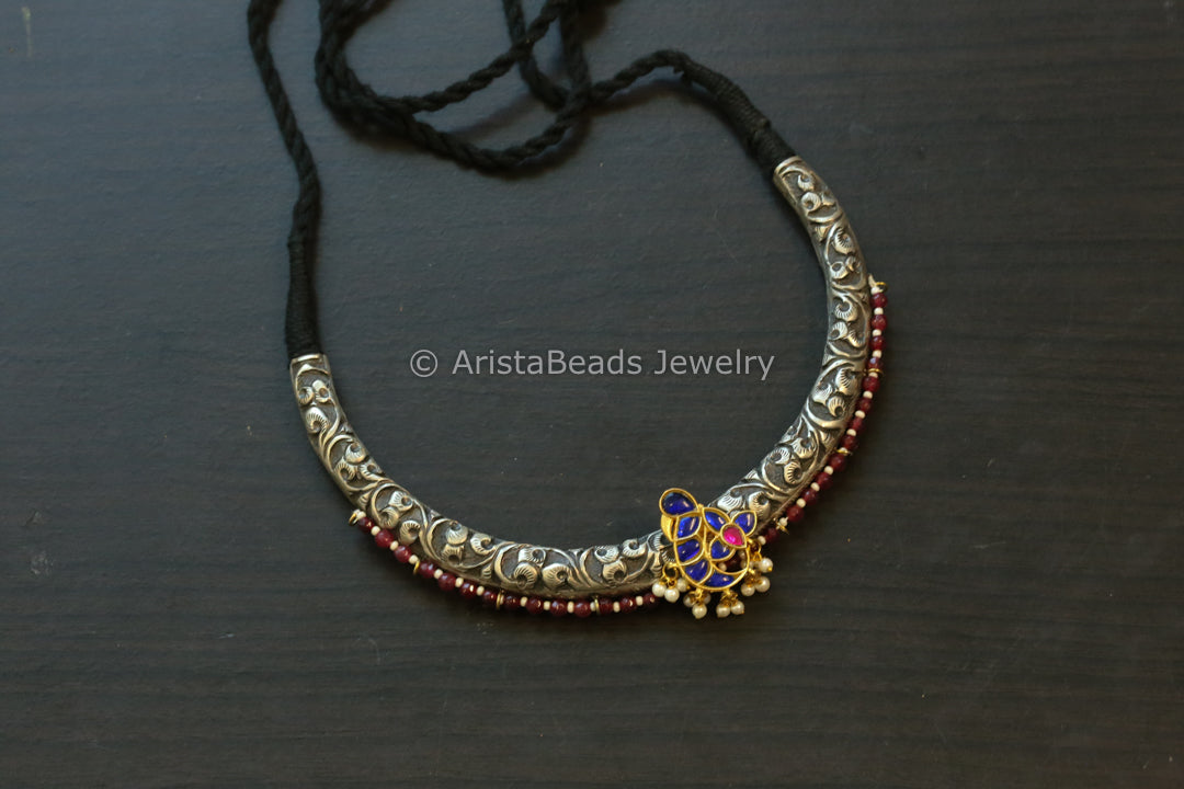 Jadau Kundan Designer Hasli - Blue