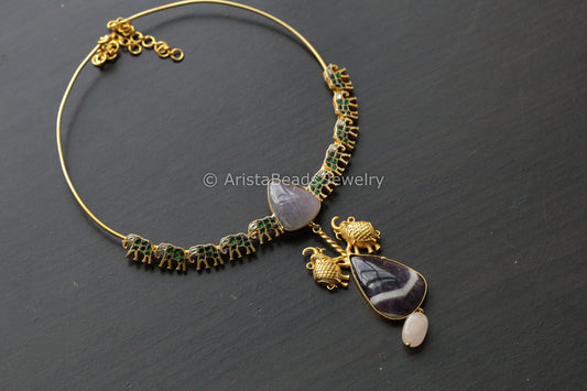 Dainty Fusion Hasli Necklace - Amethyst Drop