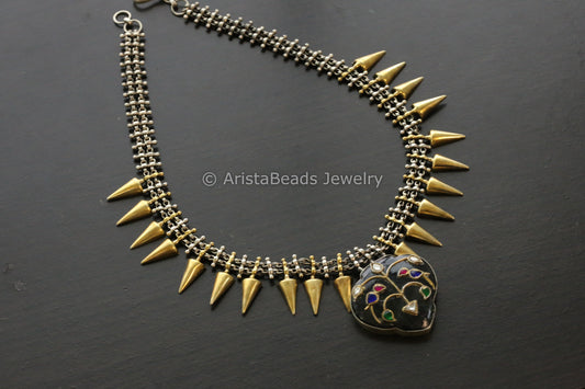 925 Sterling Silver Jadau Kundan Necklace - Labradorite