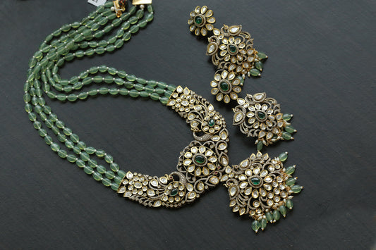 Victorian Polki & CZ Long Haaram Set