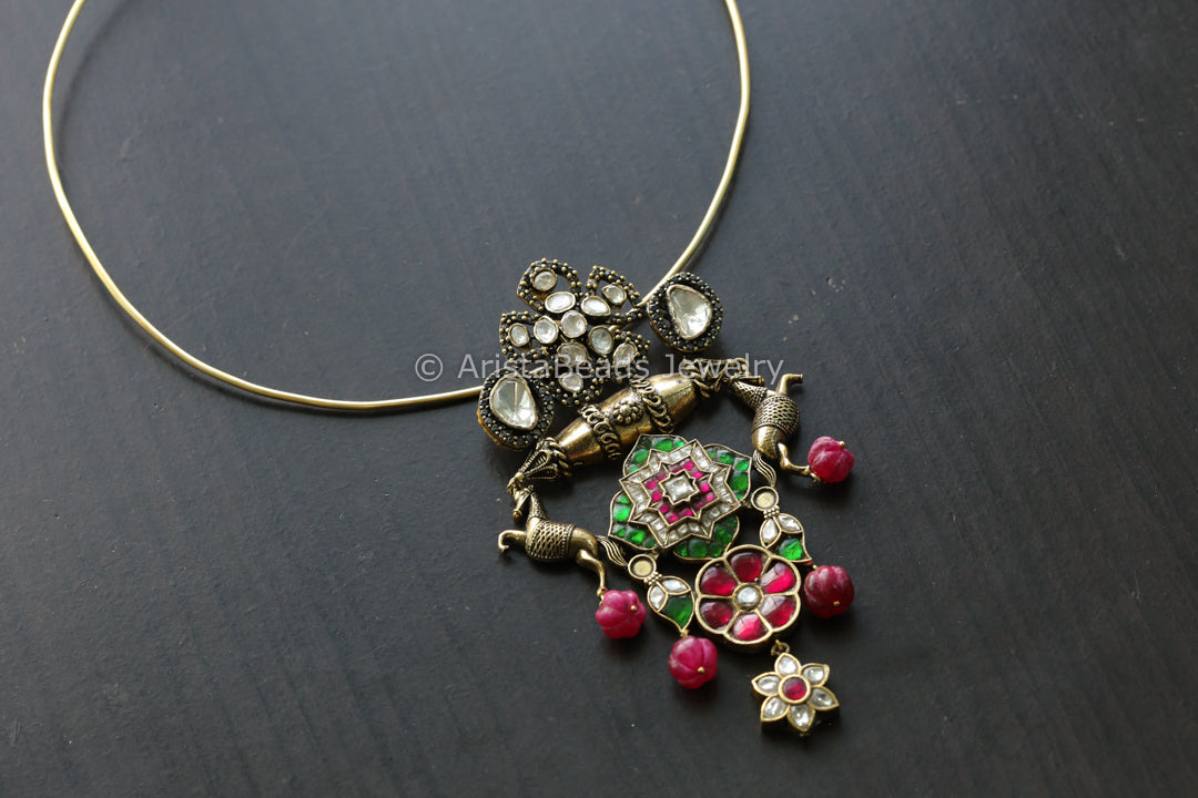 Moissanite Fusion Kundan Pendant -Melon Drops