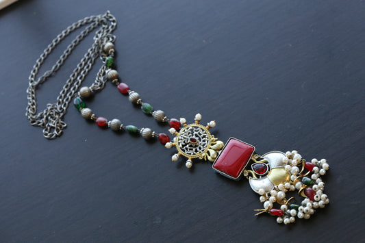 Dainty Chain Necklace -Coral