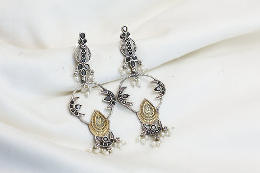 Dual Tone Earrings - Black