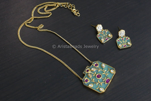 Jadau Kundan Inlay Work Set -Mint