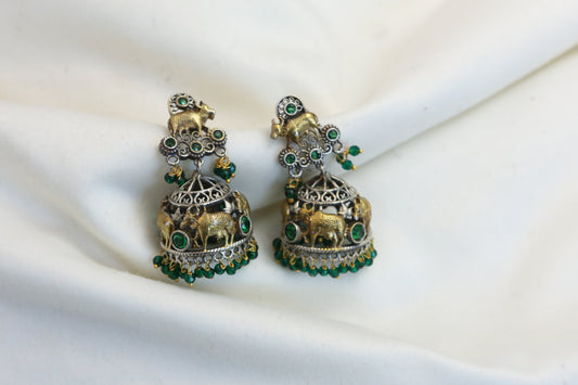 Dual Tone Nandi Jhumka-Green