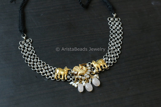 Real Silver Replica Necklace- Kundan Motif