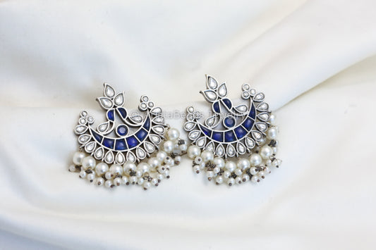 Blue Kundan Jadau Chandbali - Style 2
