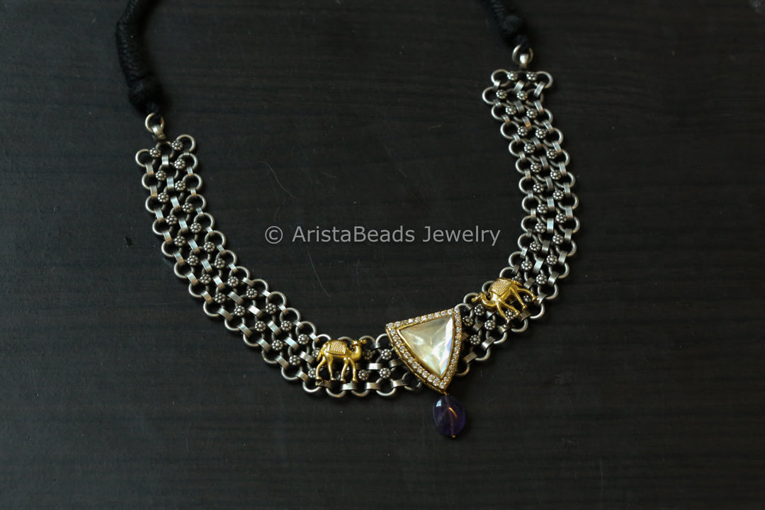 Real Silver Replica Necklace- Real Moissanite Motif