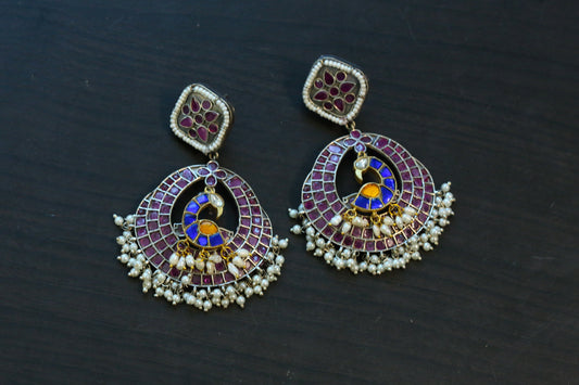 Mayuri Kundan Fusion Earrings - Ruby