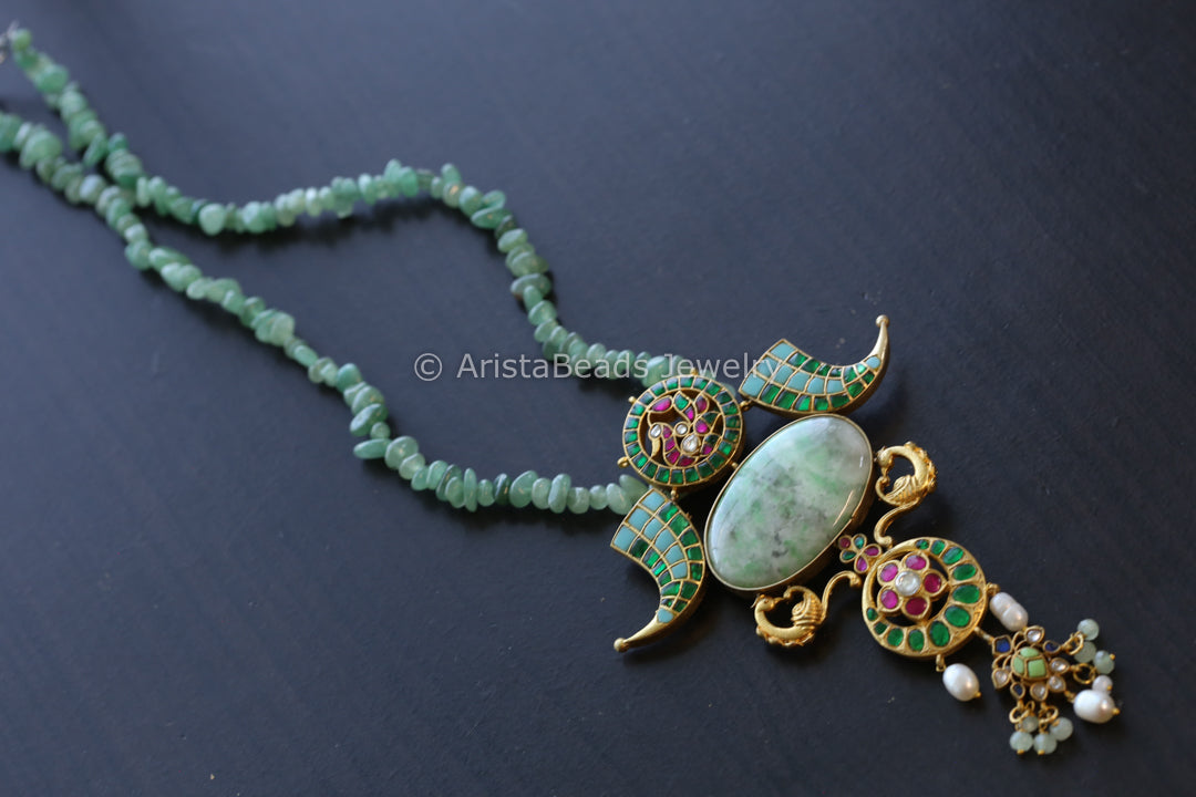 Jadau Kundan Fusion Necklace - Australian Chrysoprase