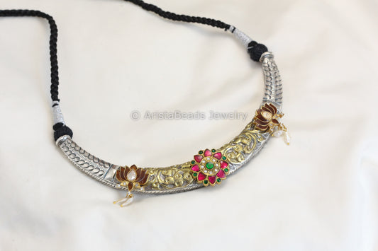 Dual Tone Silver Replica Hasli Necklace - Style 1